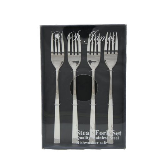 St. James - Cutlery Cambridge 18/10 4 Pack Steak Forks In Gift Box