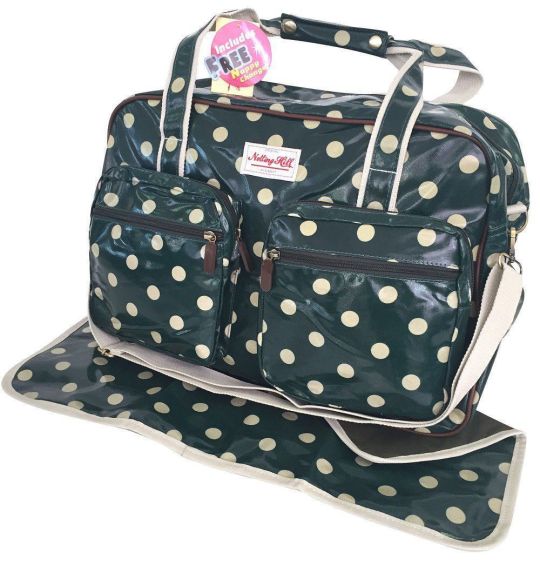 Notting Hill - Two Pocket Nappy Bag With Free Nappy Changer (Dots)