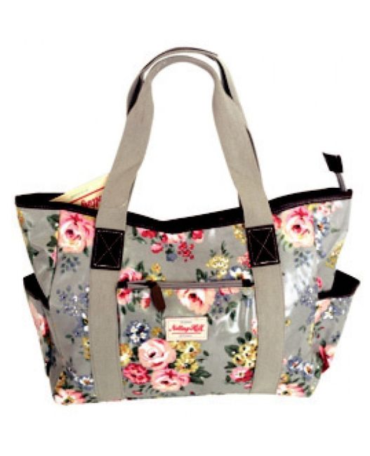 Notting Hill - Large Canvas Handle Handbag (Grey Floral)