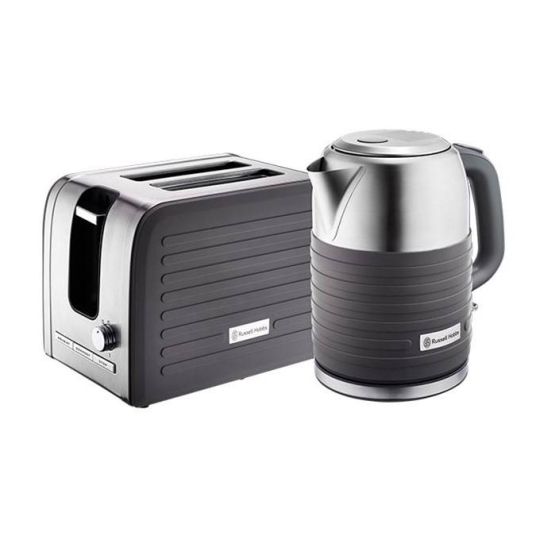 Russell Hobbs - Silicone Cordless Kettle And 2 Slice Toaster Set Black RHSILP-8B