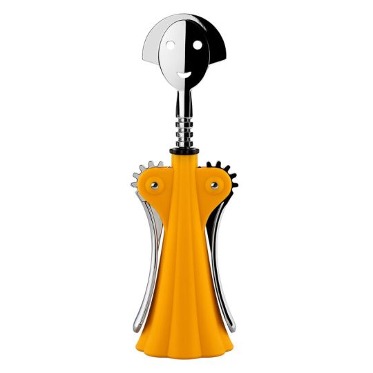 Alessi - Anna G. Corkscrew in Thermoplastic Resin, Yellow and Chrome Plated Zamak