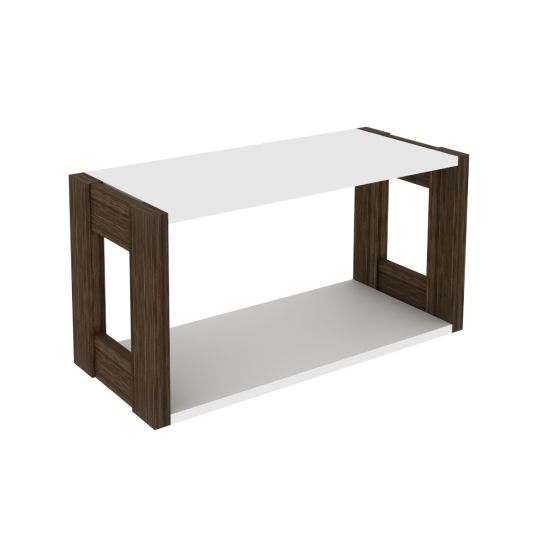 Linx - Suspended 2 Tier Wall Shelf  - Brown/ White
