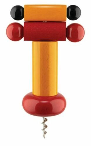 Alessi - Corkscrew in Beech Wood, Yellow/Red