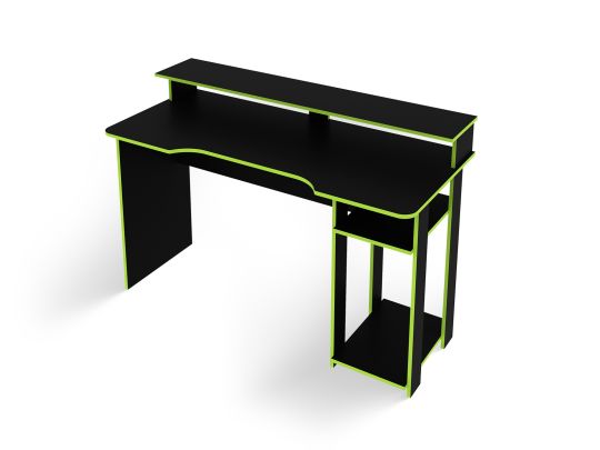 Linx- Gaming Desk with Monitor Stand – Green trim