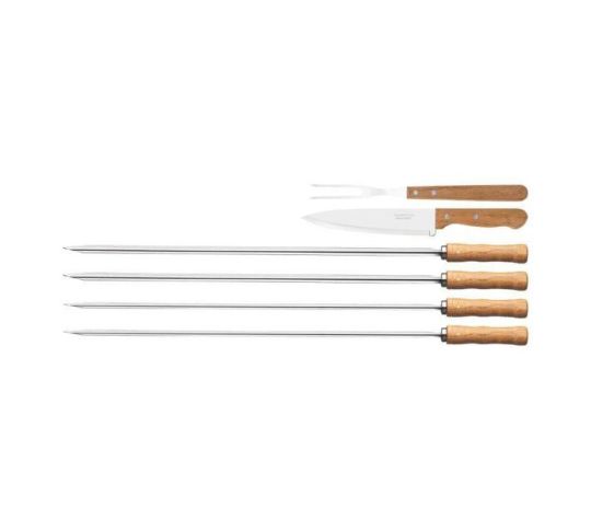 Tramontina - 6 piece Barbecue Set with Skewers, Carving Fork and Meat Knife