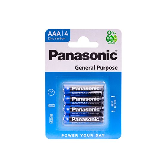 Panasonic - Carbon Zinc AAA 4 Pack Batteries x 1 Box of 12 Packs (48 pieces)