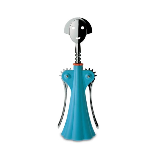 Alessi - Anna G. Corkscrew in Thermoplastic Resin, Blue and Chrome Plated Zamak