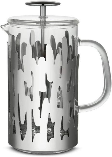 Alessi - Barkoffee Press Filter Coffee Maker in 18/10 Stainless Steel and Heat Resistant Glass, 8 Cups, Steel