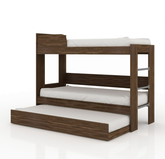 Linx -  Single Bed Bunk Bed with Guest Bed - Walnut
