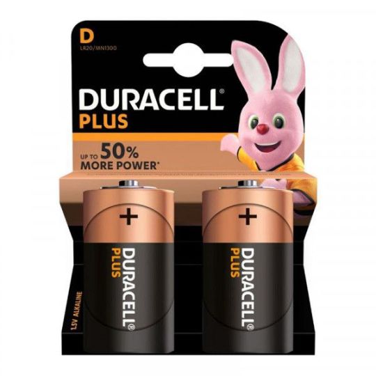 Duracell - Plus D Alkaline Batteries - 2 Pack 