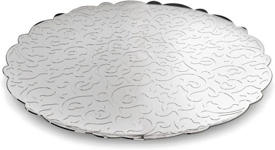 Alessi - Dressed Round Tray with Relief Decoration, Silver