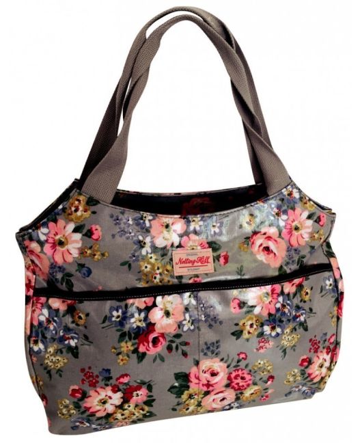 Notting Hill - Side Pocket Handle Handbag (Grey Floral)