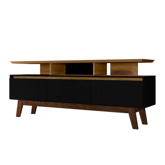 Linx -  Rack Rubi 1.6 Entertainment TV Stand - Black and Rustic